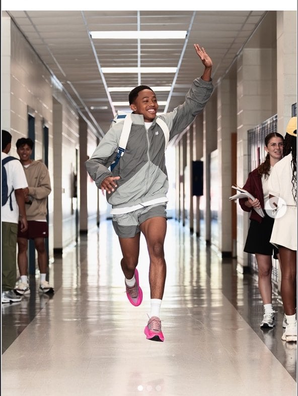 New Balance running campaign hallway still.